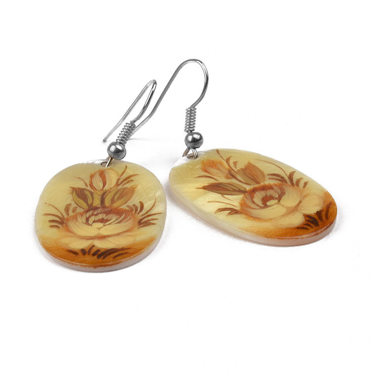 Mother of Pearl Painted Flower Earrings