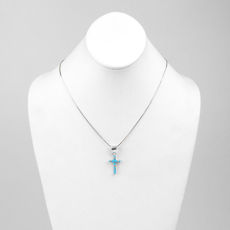 Turquoise & Opal Cross Pendant