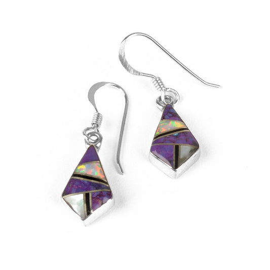 Small Inlaid Sugilite & Opal Earrings