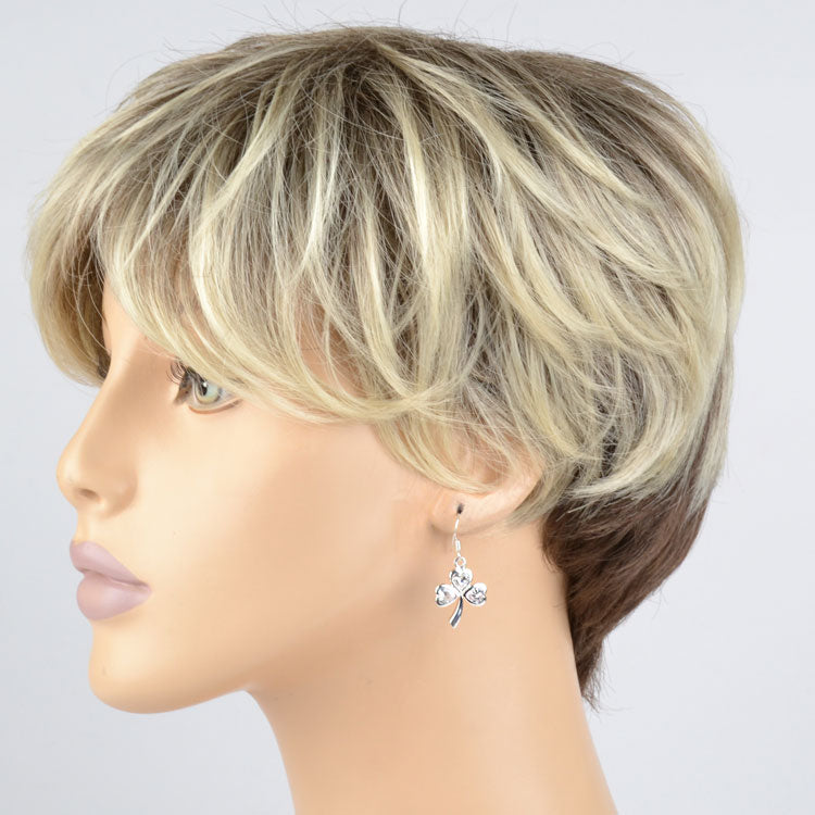 Clear Crystal Silver Shamrock Earrings
