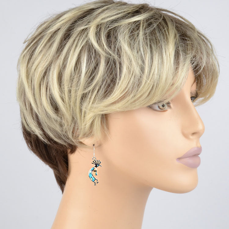 Turquoise & Opal Kokopelli Earrings