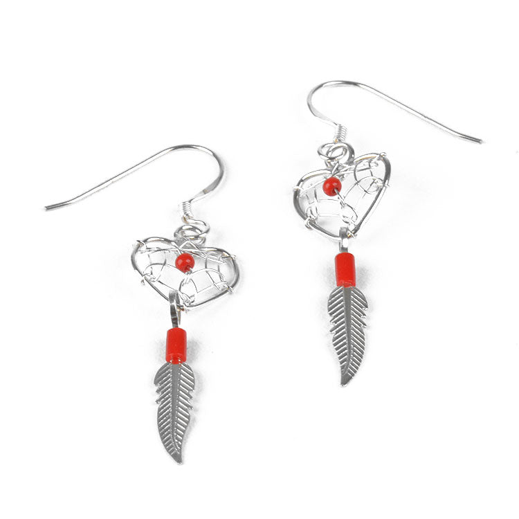 Heart Shaped Dreamcatcher Earrings