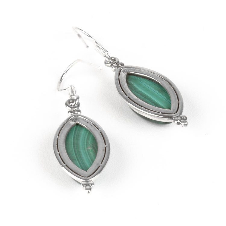 Malachite in Silver Earrings