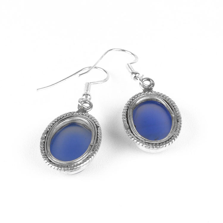 Blue Chalcedony Gemstone Earrings