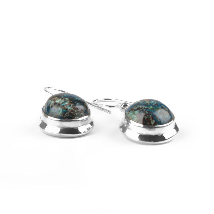 Small Round Moss Agate Earrings