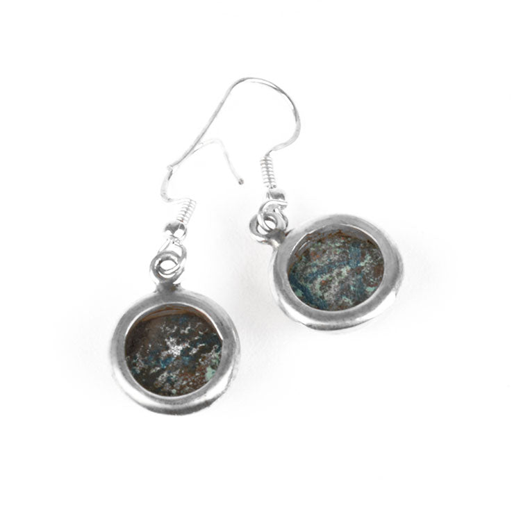 Small Round Moss Agate Earrings