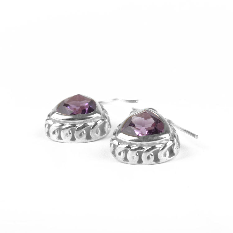 Triangular Amethyst Earrings