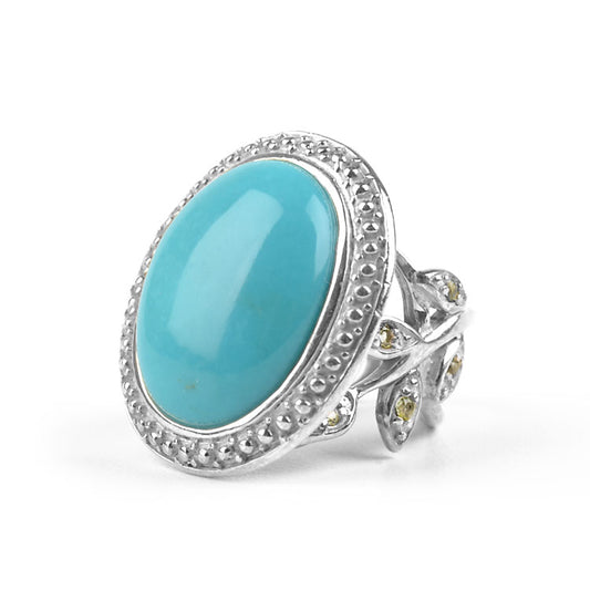Unique Turquoise Cocktail Ring - Adjustable Size 8+