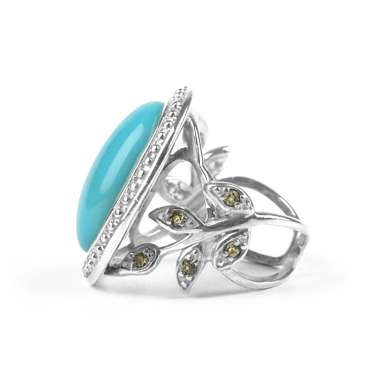 Unique Turquoise Cocktail Ring - Adjustable Size 8+
