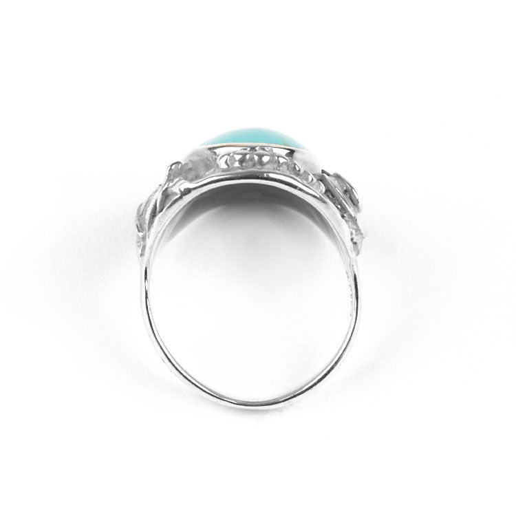 Comfy Turquoise & Silver Foliage Ring