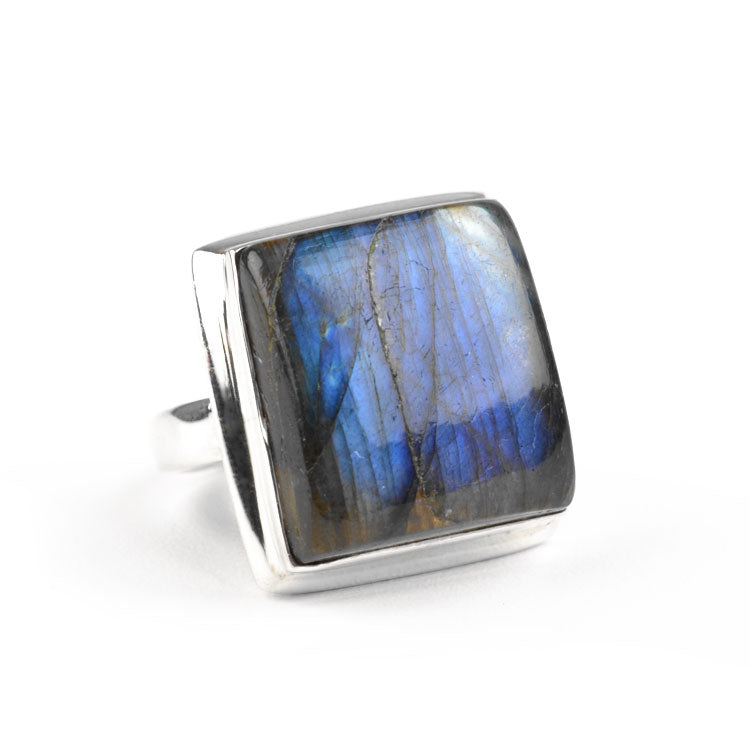 Large Square Labradorite Ring