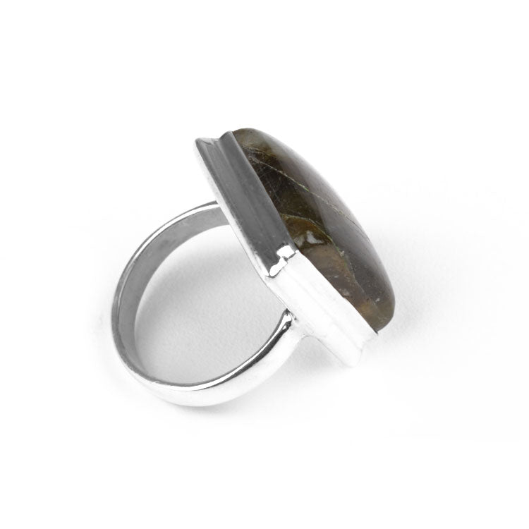 Large Square Labradorite Ring