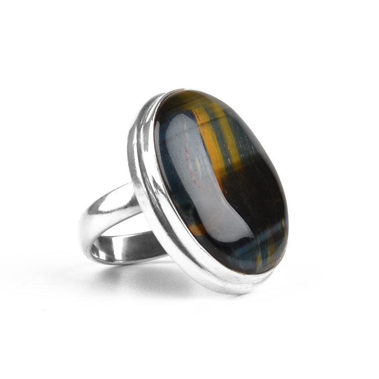 Large Hawk's Eye Gemstone Ring
