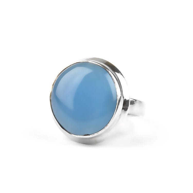 Round Chalcedony Gemstone Ring