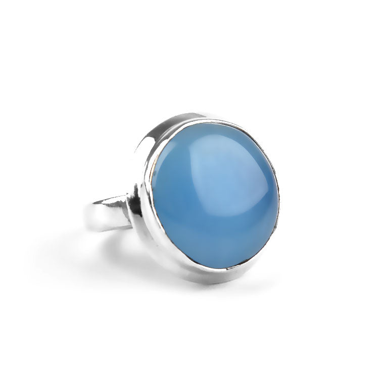Round Chalcedony Gemstone Ring