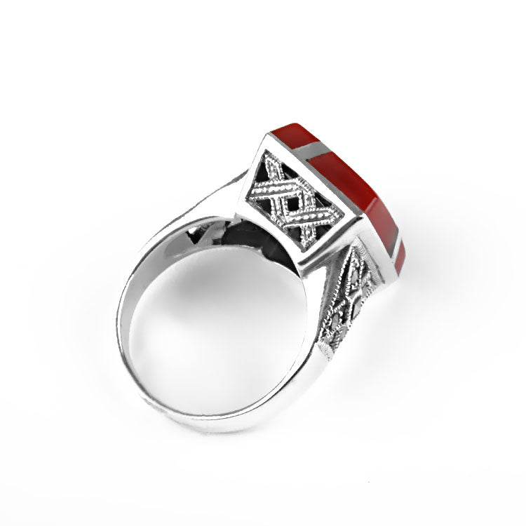 Carnelian Inlay & Marcasite Ring