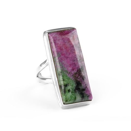 Rectangle Ruby-Zoisite Ring