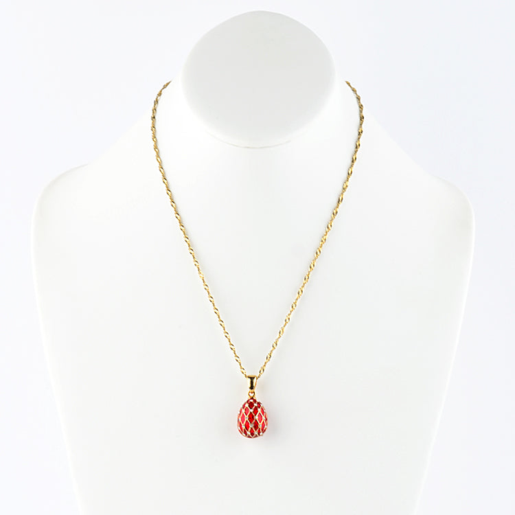 Red Gold Trellis Faberge Egg Pendant