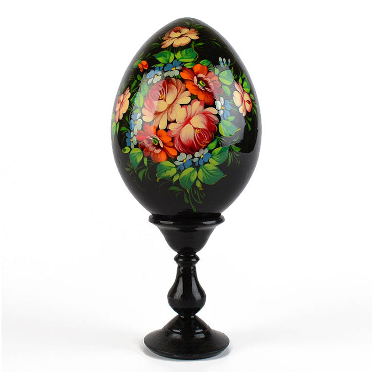 Floral Hand Painted Wooden Egg