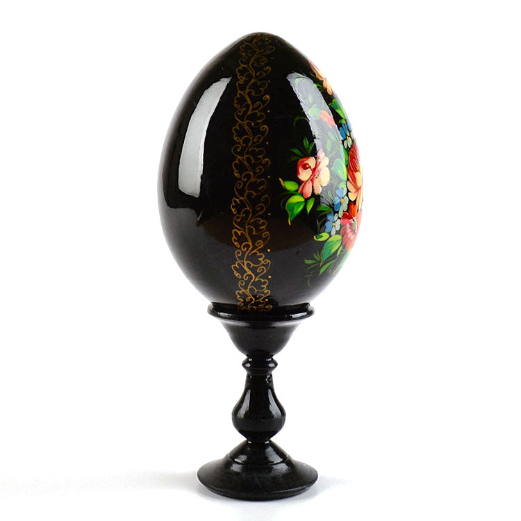 Floral Hand Painted Wooden Egg