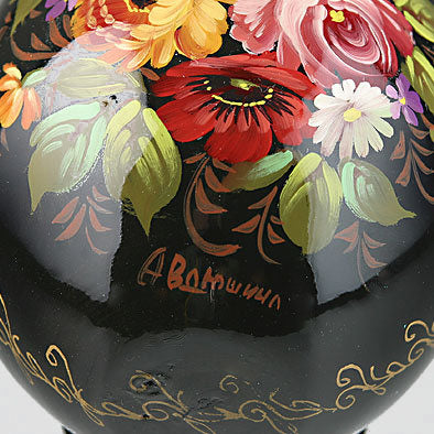 Floral Hand Painted Wooden Egg