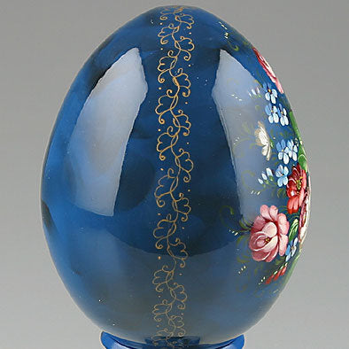 Blue Hand Painted Floral Egg