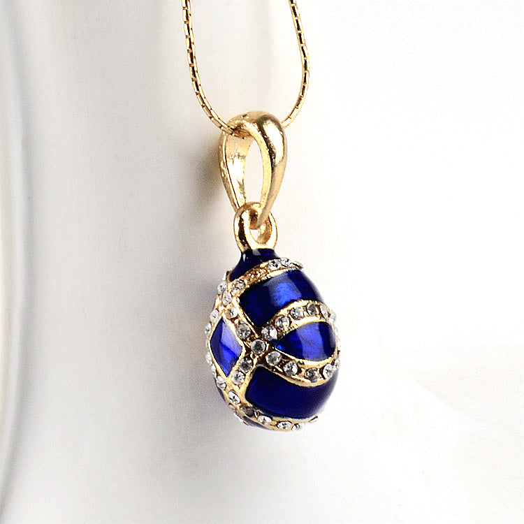 Small Blue Faberge Egg Pendant