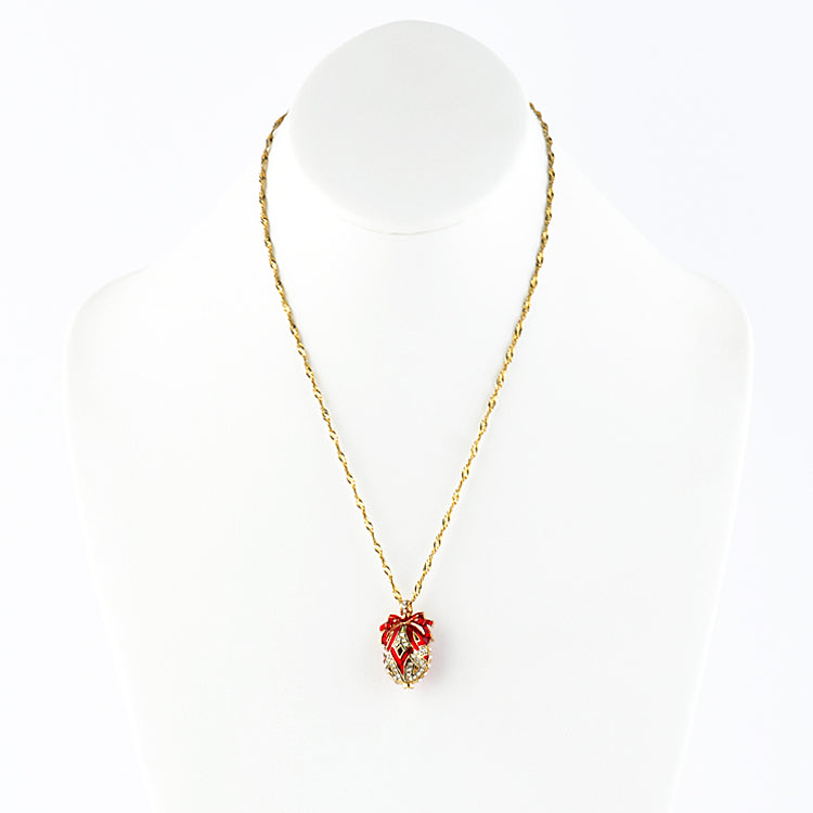 Holiday Red Faberge Egg Pendant
