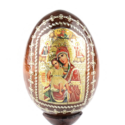 Madonna & Child Wooden Egg