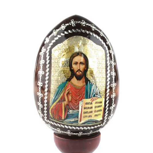 Icon of Jesus Wooden Egg