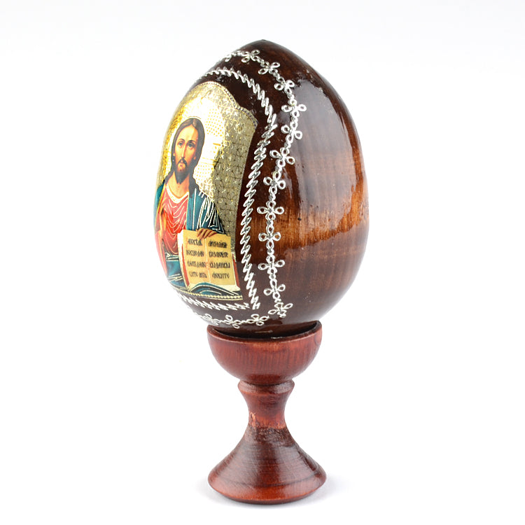 Icon of Jesus Wooden Egg
