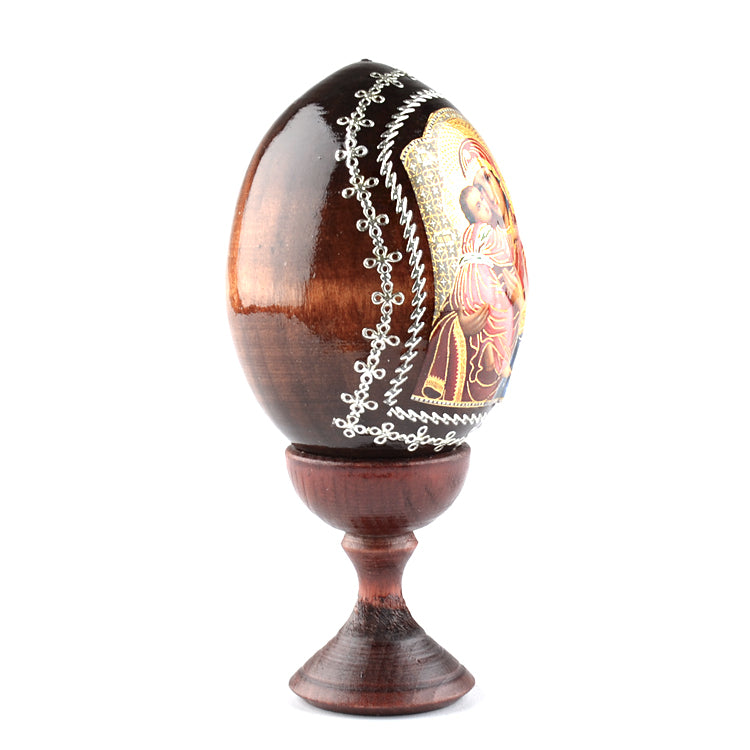 Madonna and Child Russian Wooden Egg