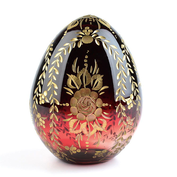Red Floral Doves Crystal Egg