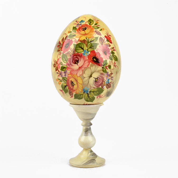 Blooming Flowers Egg on Stand