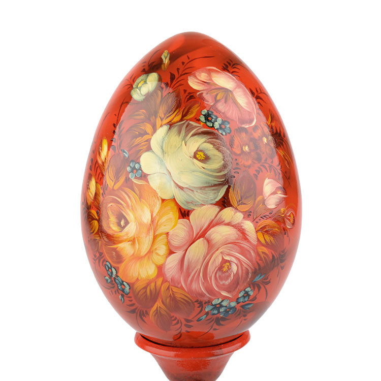 Flowery Wooden Egg