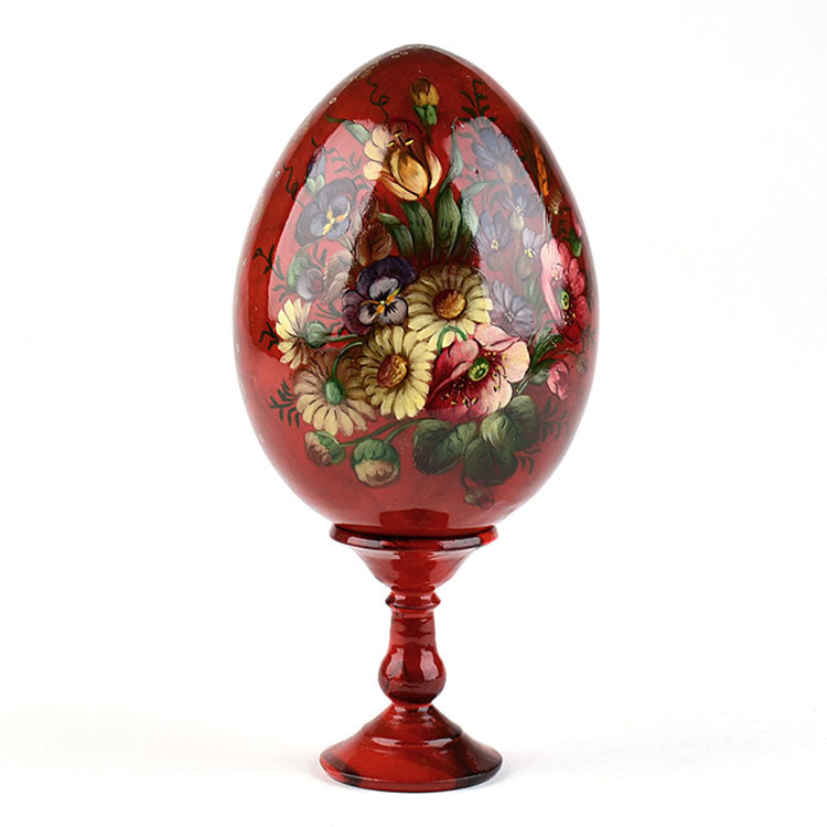 Decorative Floral Wooden Egg