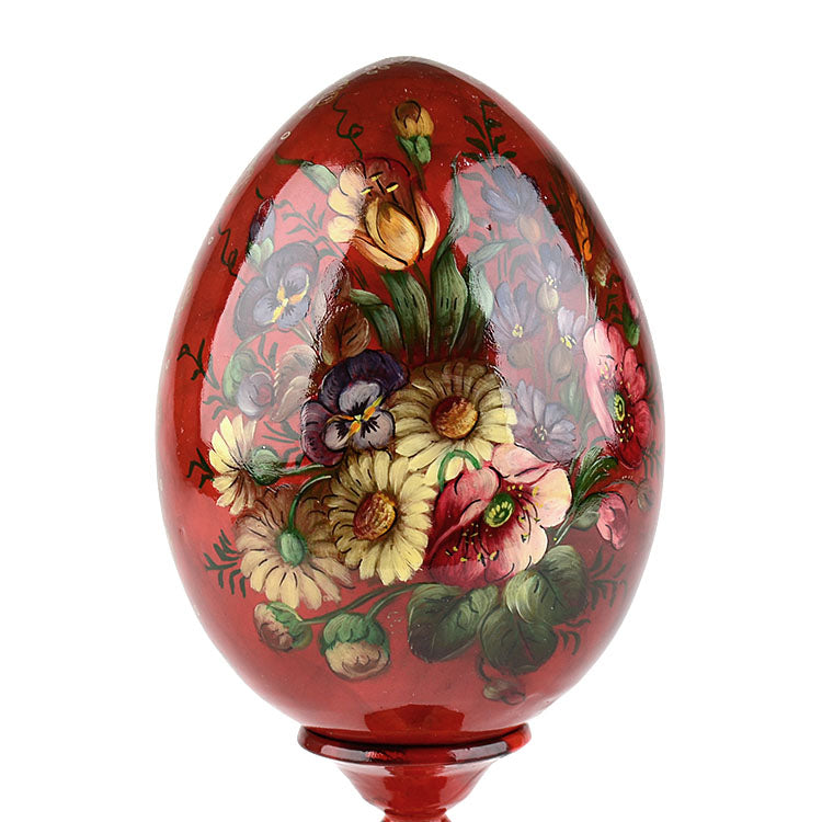 Decorative Floral Wooden Egg