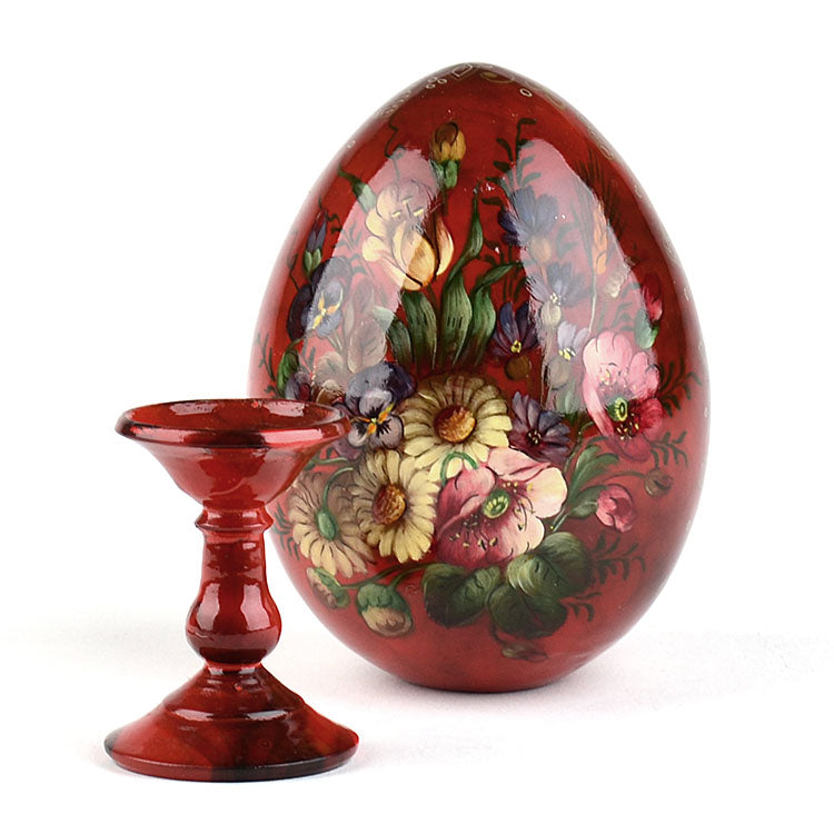 Decorative Floral Wooden Egg