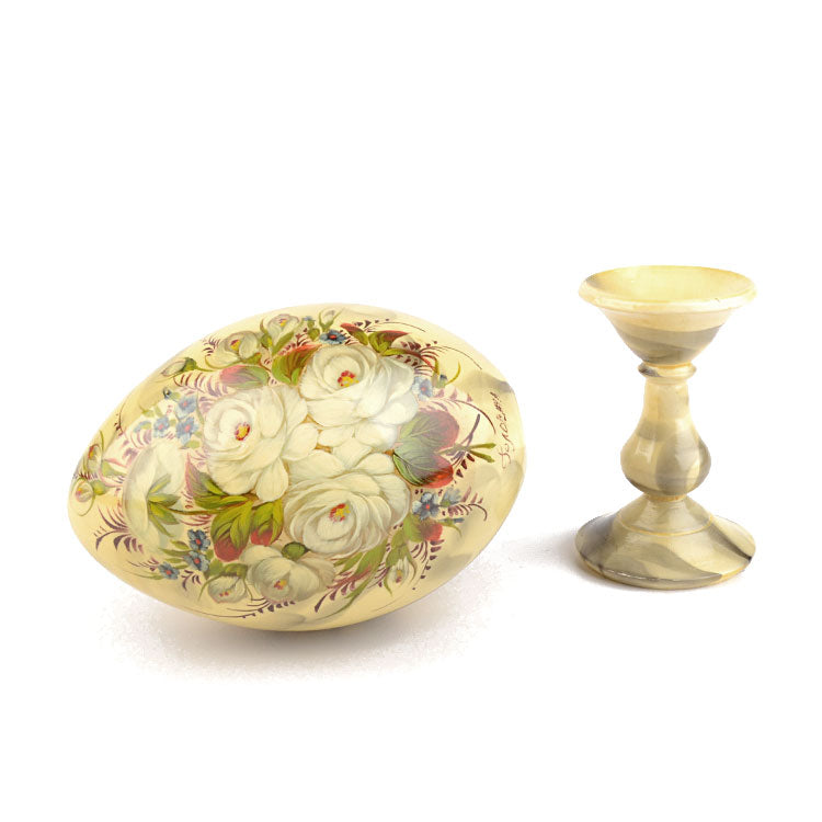 Decorative Egg With Flowers On Stand