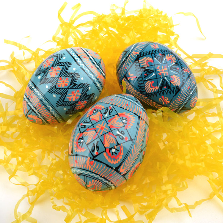 Blue Pysanky Eggs (3)