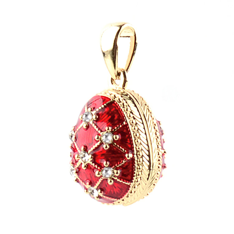 Red Faberge Egg Locket with Angel