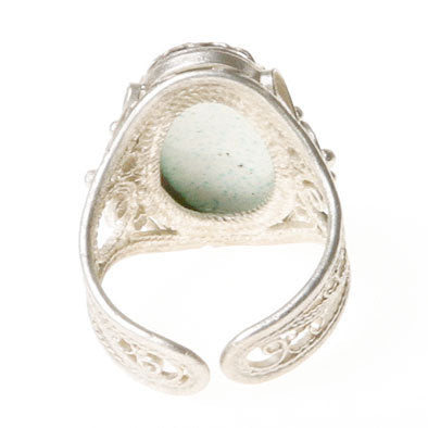 Blue Floral Finift Ring