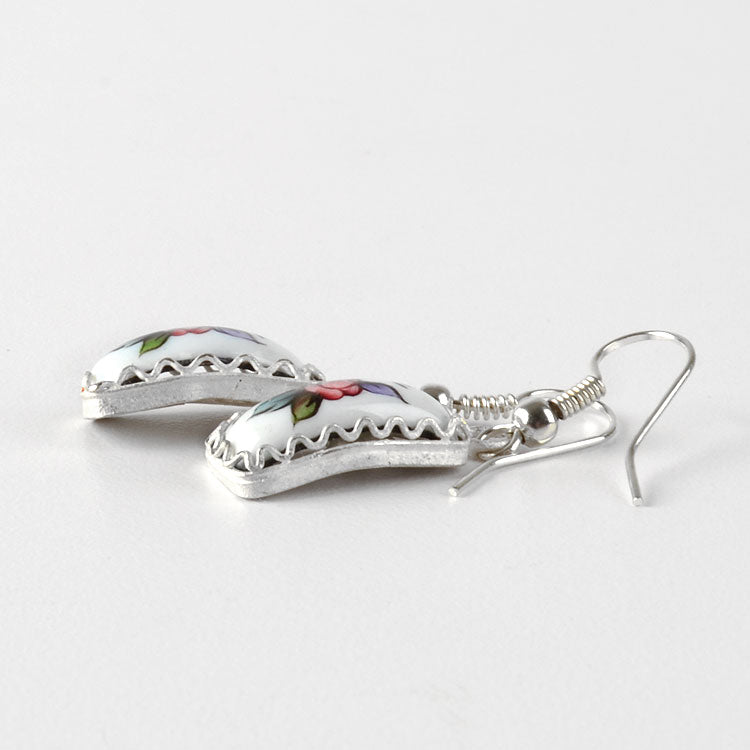 White Floral Finift Earrings