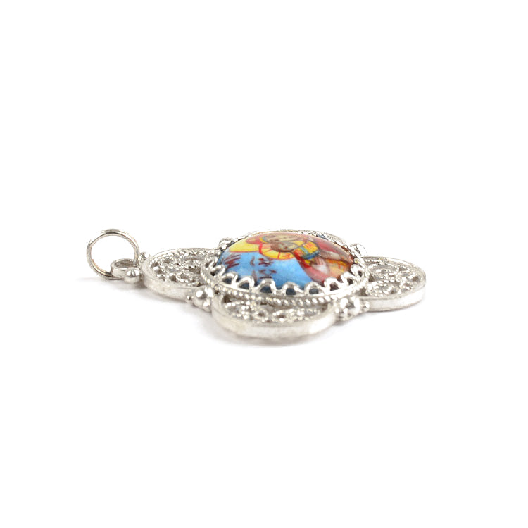Mother-of-God Finift Enamel Icon Pendant