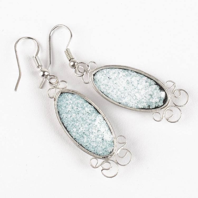 White Enamel Rostov Rose Earrings