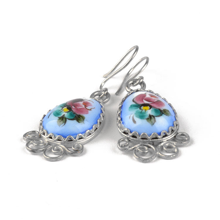 Blue Finift Earrings from Russia