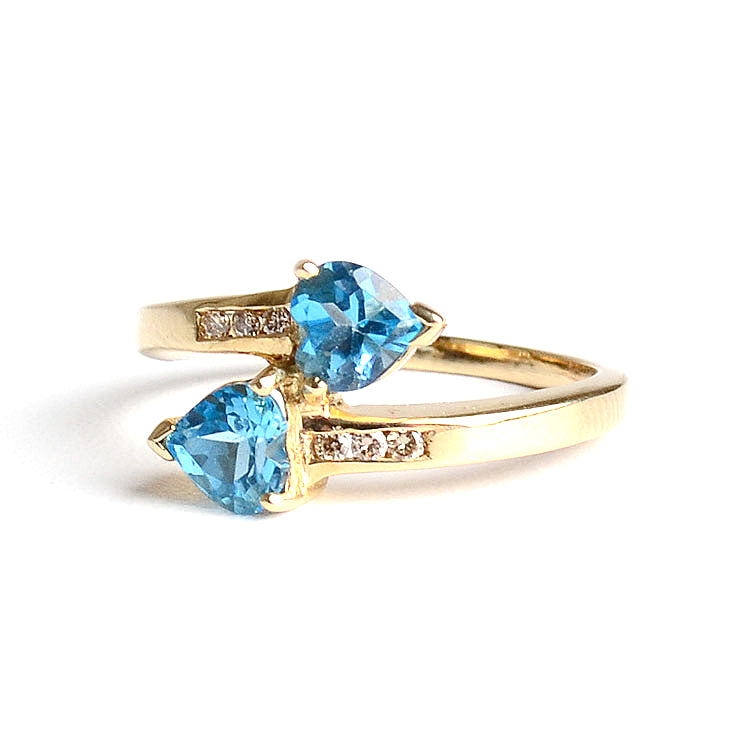 Blue Topaz Two Hearts Ring