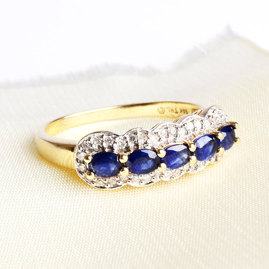 Blue Sapphire & Diamonds Ring