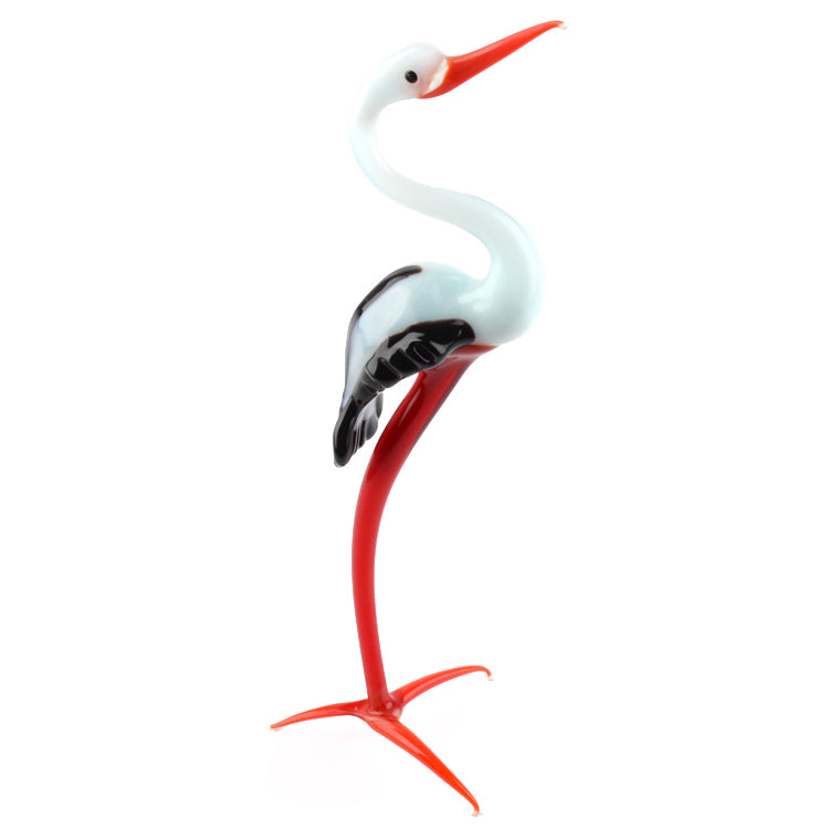 Tall White Stork Glass Figurine