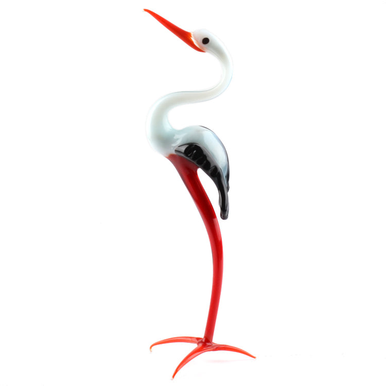 Tall White Stork Glass Figurine